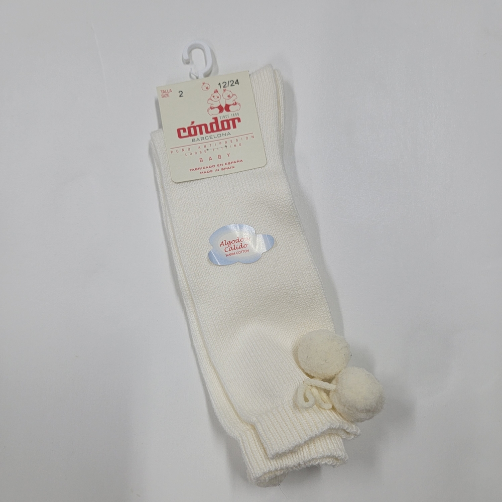 🆕️Condor Baby Cream Socks with Pom Poms Size 12-24 Months